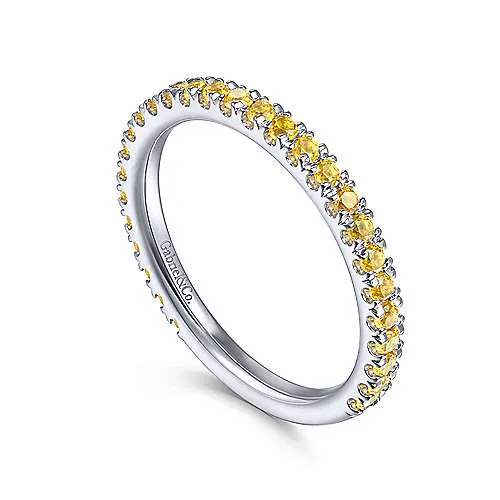 White Gold Yellow Sapphire Stackable Ring