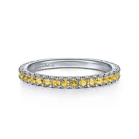 White Gold Yellow Sapphire Stackable Ring