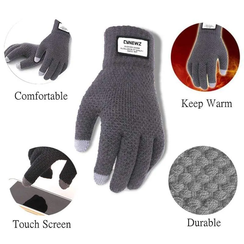 Winter Men Knitted Gloves Touch Screen High Quality Male Mitten Thicken Warm Wool Cashmere Solid Men Business Gloves Autumn