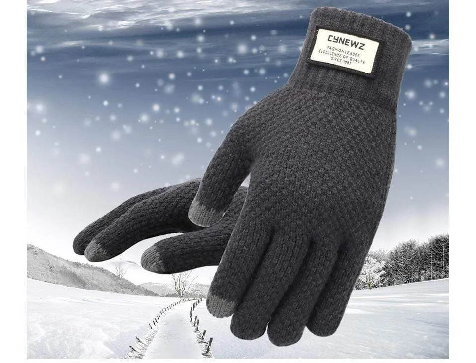 Winter Men Knitted Gloves Touch Screen High Quality Male Mitten Thicken Warm Wool Cashmere Solid Men Business Gloves Autumn