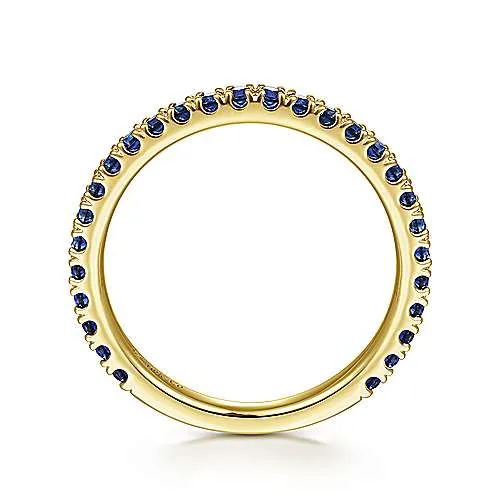 Yellow Gold Blue Sapphire Stackable Ring