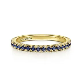 Yellow Gold Blue Sapphire Stackable Ring