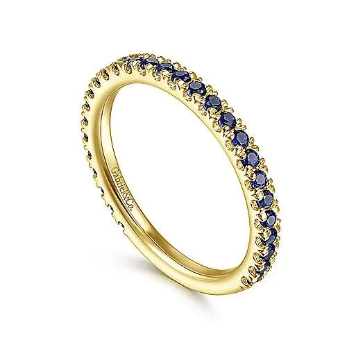 Yellow Gold Blue Sapphire Stackable Ring