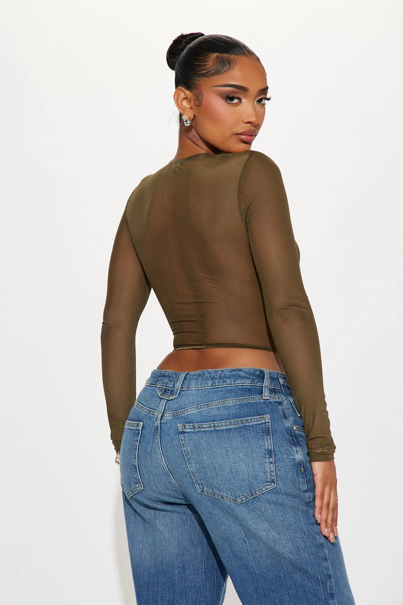 Yours Truly Mesh Corset Top - Olive