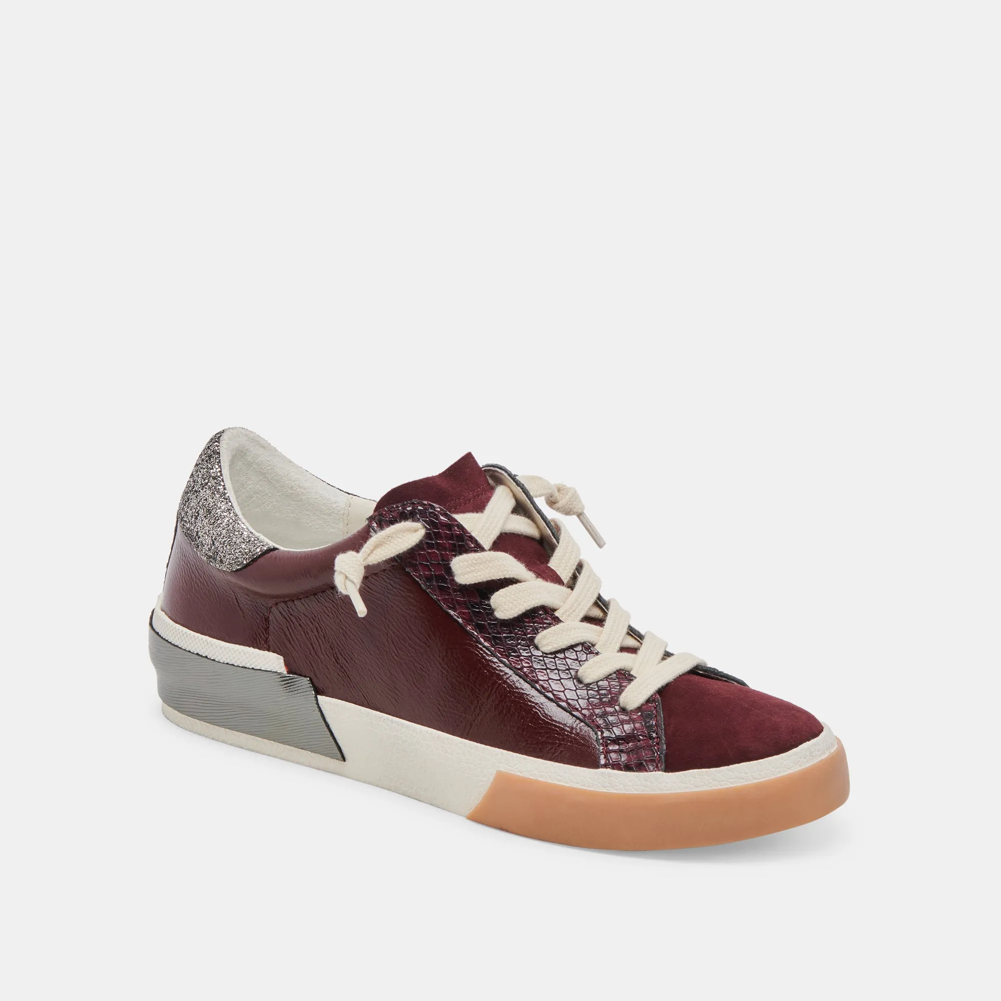 ZINA SNEAKERS BURGUNDY CRINKLE PATENT