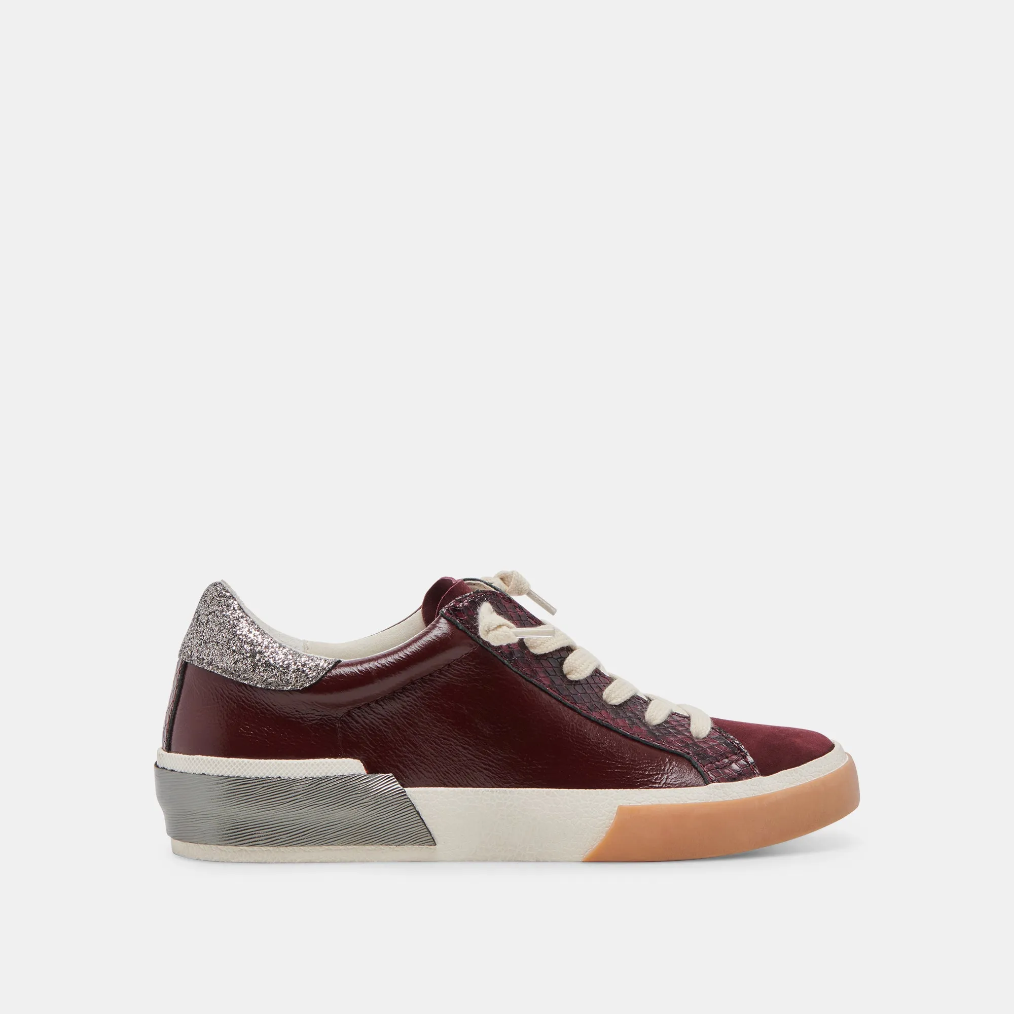 ZINA SNEAKERS BURGUNDY CRINKLE PATENT