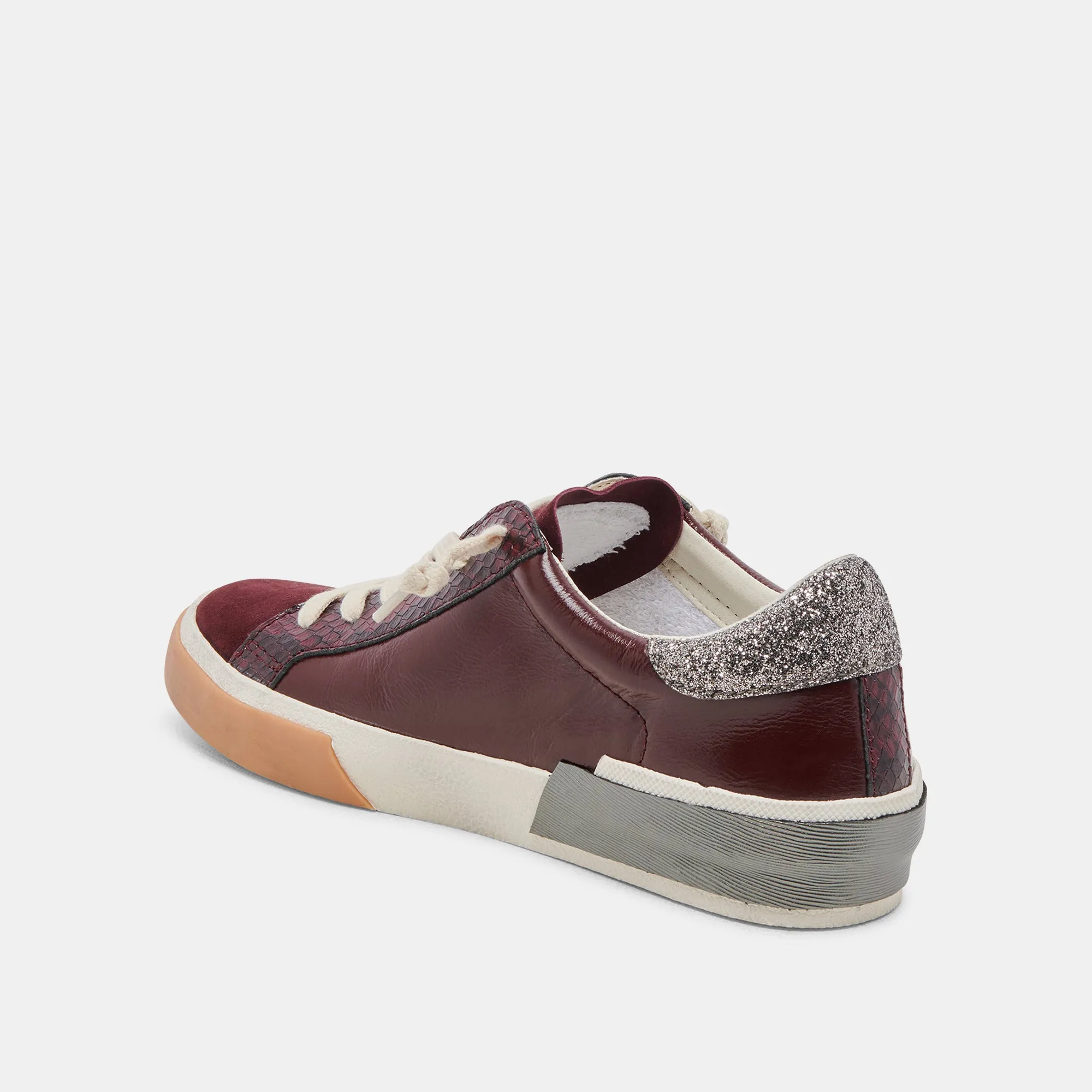 ZINA SNEAKERS BURGUNDY CRINKLE PATENT