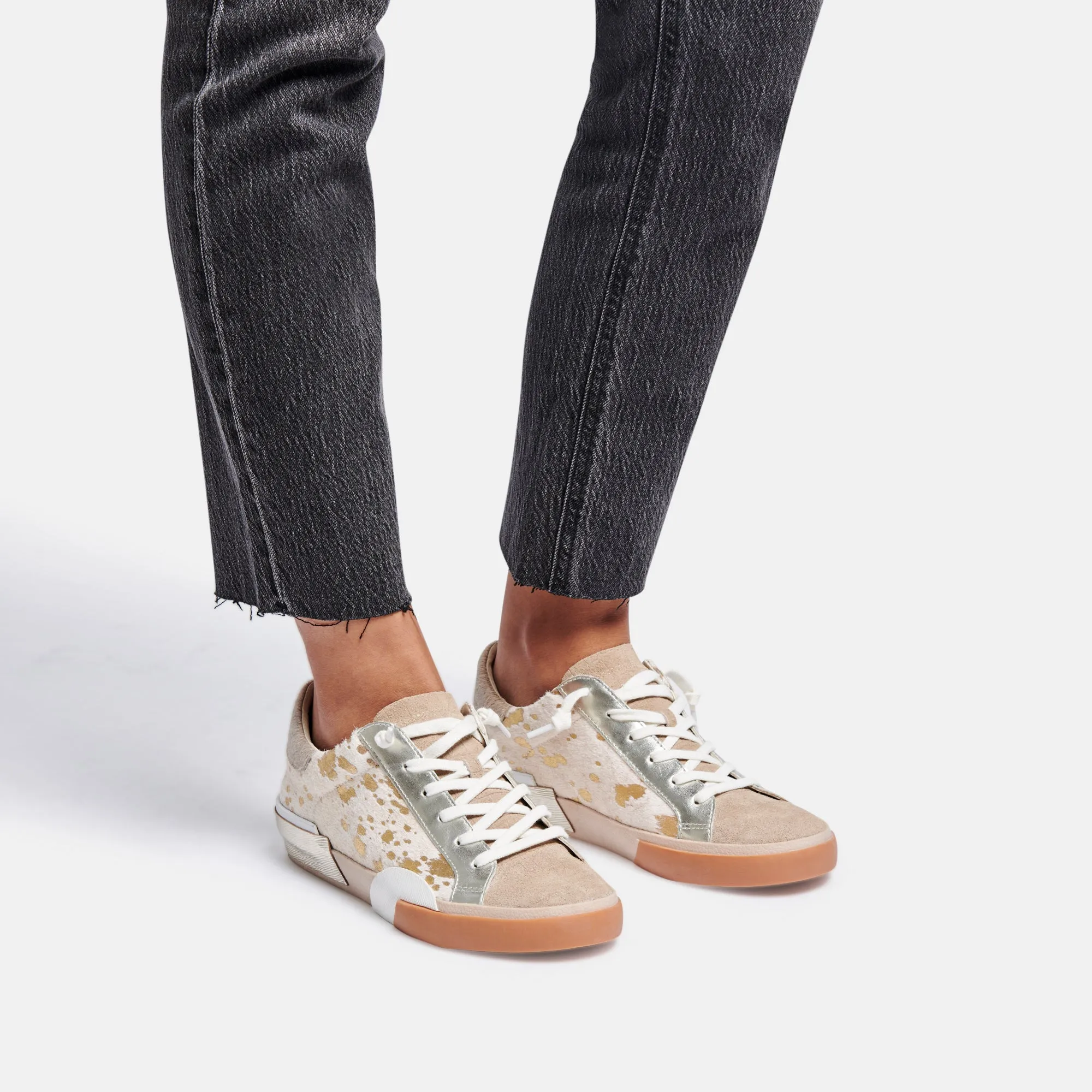 ZINA SNEAKERS SILVER GOLD METALLIC CALF HAIR re:vita