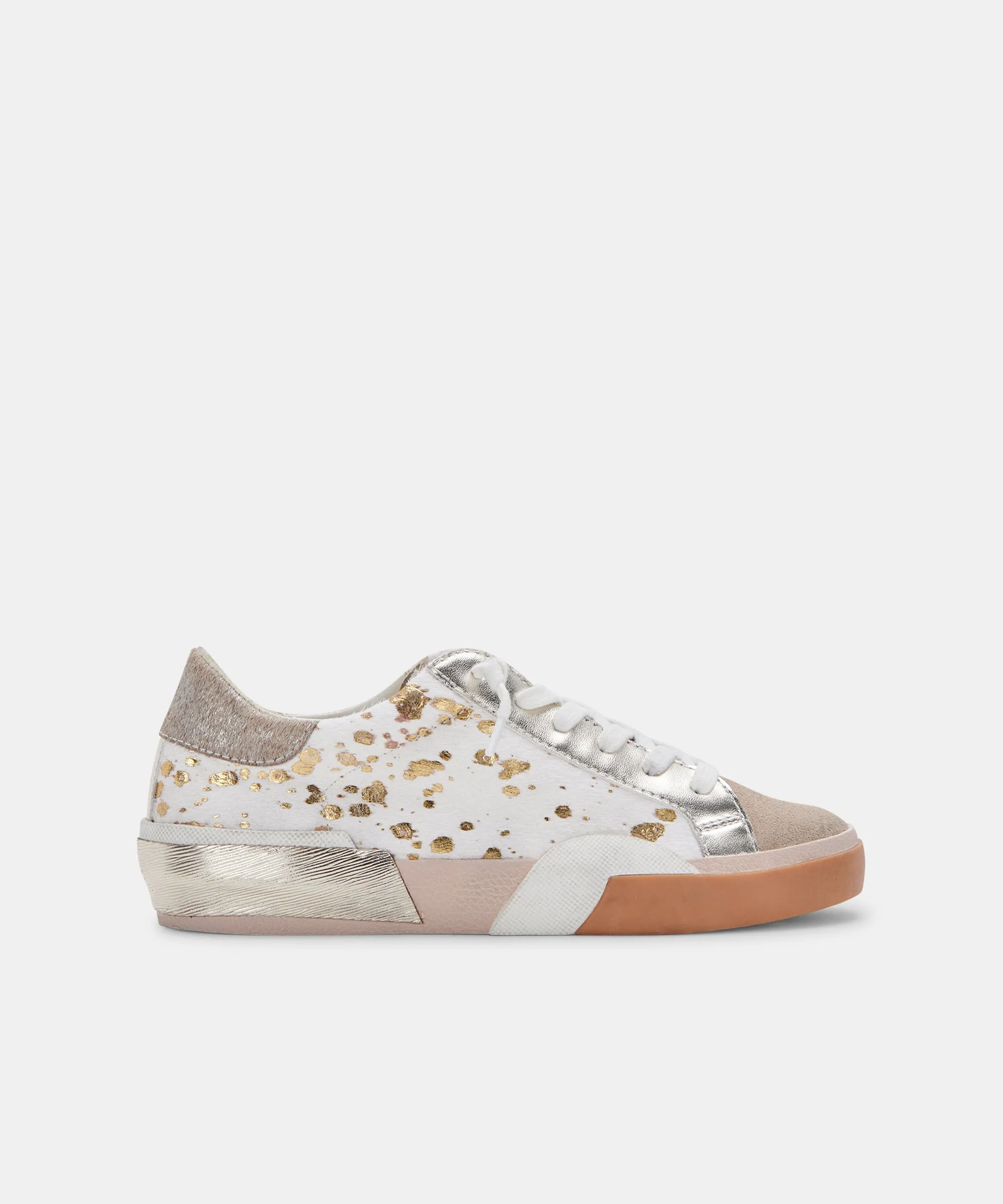 ZINA SNEAKERS SILVER GOLD METALLIC CALF HAIR re:vita