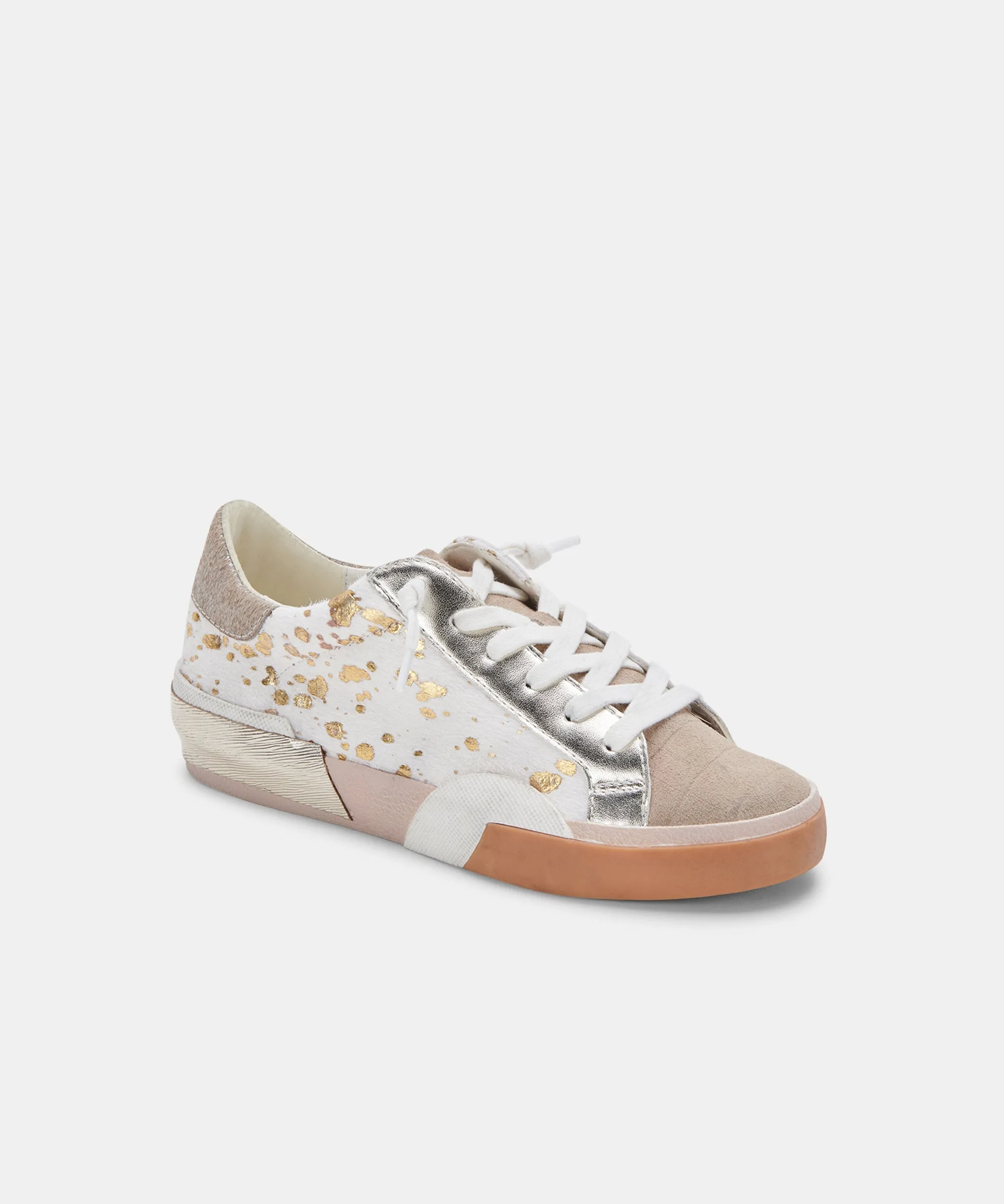 ZINA SNEAKERS SILVER GOLD METALLIC CALF HAIR re:vita