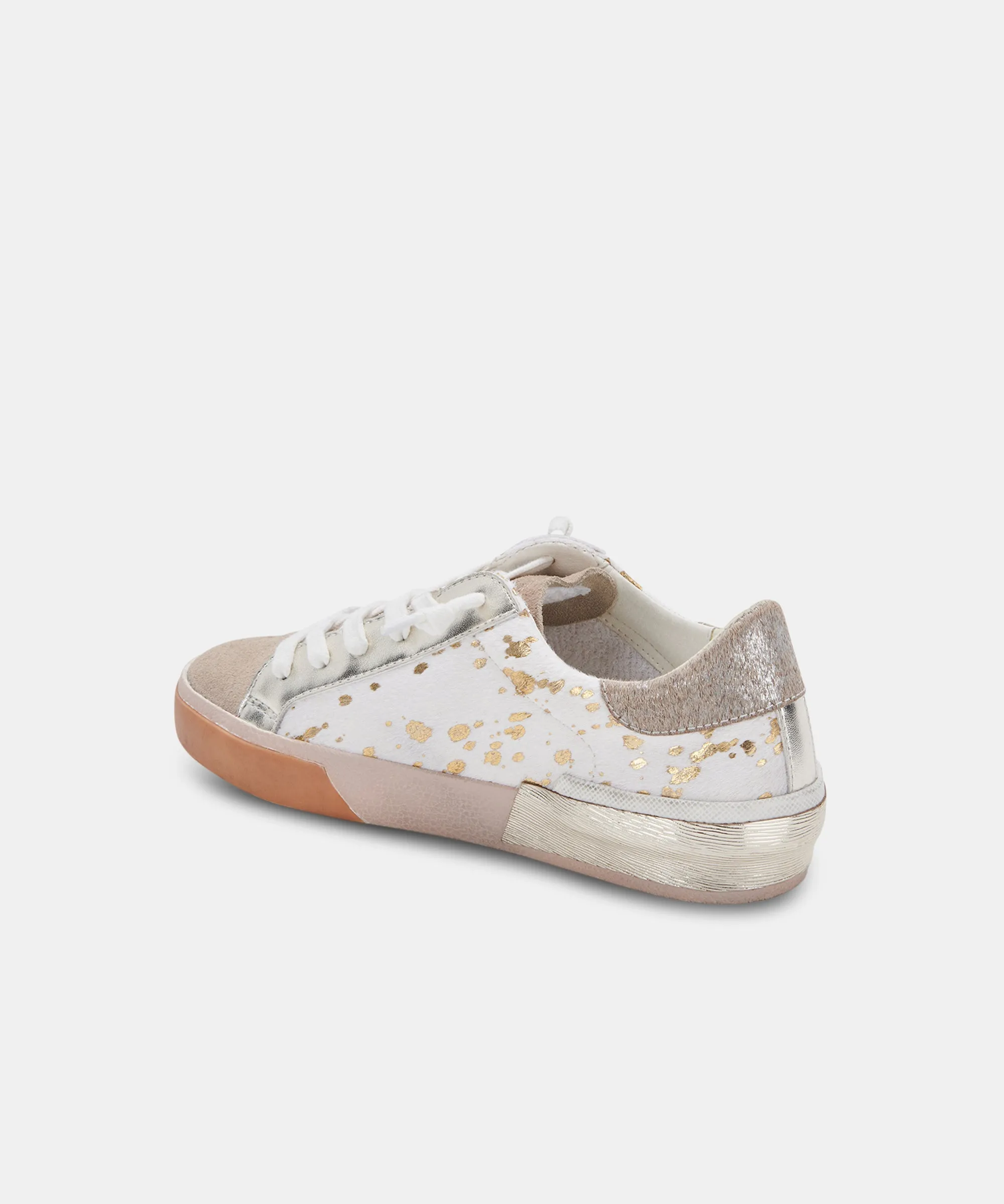 ZINA SNEAKERS SILVER GOLD METALLIC CALF HAIR re:vita